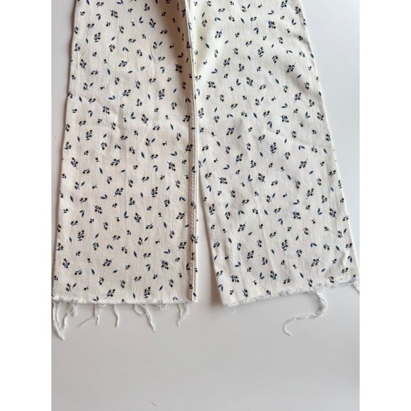NWOT ZARA Marine Floral Stretch Denim High Waisted Wide Leg Jeans, Size 0/22 - Picture 4 of 12
